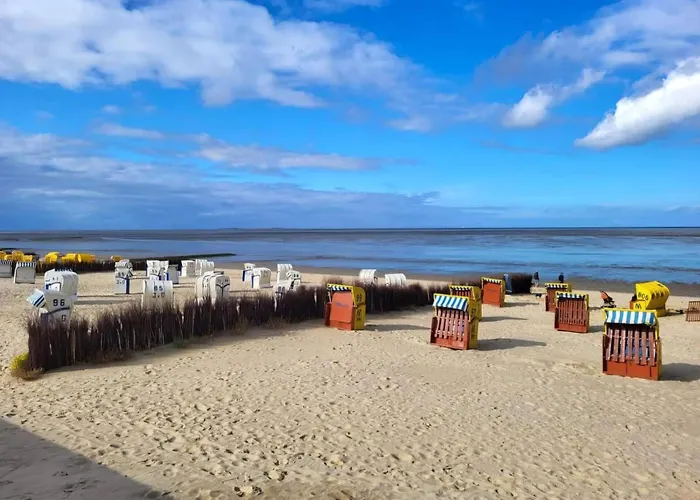 公寓 Strandloft Im Haus Frauenpreiss Sahlenburg - Strandnah - 2 Hunde Willkommen -schwimmbad - Sauna - Direkt Am Wald - Dachterrasse Mit Blick Nach Neuwerk